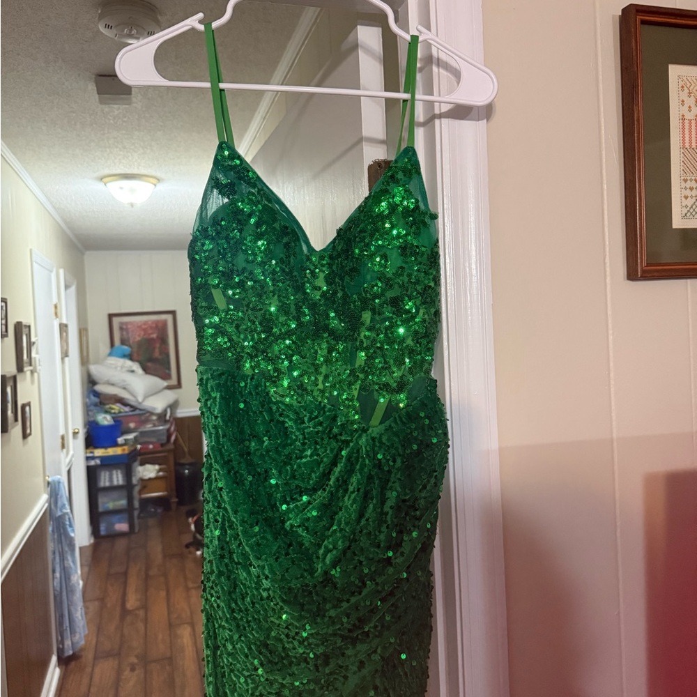 Green Sequin Mini Dress